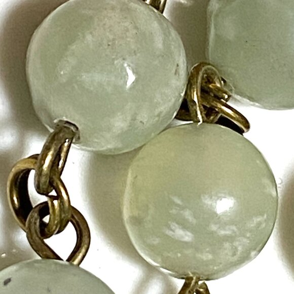 Natural Mint Green Serpentine Necklace, Bronze Leaf Branch + Genuine Gemstone - Picture 12 of 16